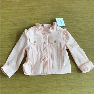 Janie and Jack Pink Ruffle Jean jacket 12-18M NWT